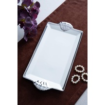 Arven Dikdörtgen Silver Sunum Tepsi - 41 Cm Beyaz - Silver