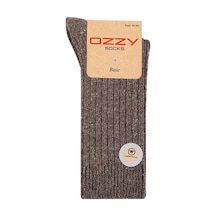 Ozzy Socks 1 Çift Kışlık Kahve Erkek Lambswool Yünlü Uyku Çorabı Soft Touch Kahverengi