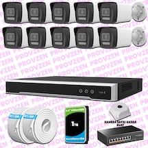 Provzen Hikvision 10 Kameralı Ip 1080p Colorvu Güvenlik Kamerası Mikrofonlu Olay Anında Bildirim