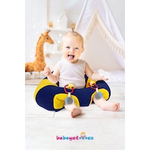 Çıngıraklı Lacivert Sarı Bebe Yatmaz Bebek Oturma Destek Minderi Bebek Koltuğu