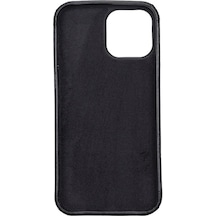 Apple Uyumlu iPhone 13 Pro Max Deri Arka Kapak Rock Rst1 Siyah
