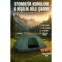 Özel Üretim Su Geçirmez Dayanıklı Pratik Otomatik Kurulumlu Kamp Çadırı 6 Kişilik 220x250x150cm Çok Renkli