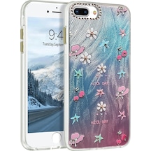 Mey İthalat Apple Uyumlu iPhone 7 Plus Kılıf Blade Aynalı Desenli Kapak - Desen 4 Pembe