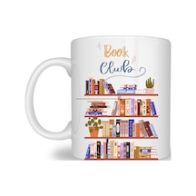 Bezos Book Club Temalı Kupa Model 243 Kitap Severler İçin Tasarım Baskılı Seramik Kahve Kupası Rengaren Çok Renkli