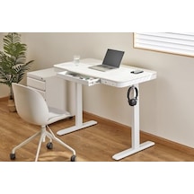 Voltix Elektrikli Çalışma Masası Yüksekliği Ayarlanabilir Ofis Masası Hafızalı 1x Type-c 1x Usb-a Ve Wireless Şarj Destekli Şık Modern Bilgisayar Masası 120x60