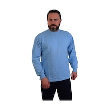 Eser - Bisiklet Yaka Sweatshirt - Cepsiz - Açık Mavi