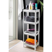 Vesken 4 Katlı Banyo Rafı Mutfak Rafı Balkon Rafı Organizer Raf Dolap Beyaz Beyaz