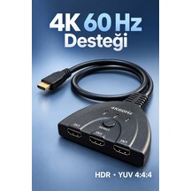 Shnstore Hdmı Switch 3 Giriş 1 Çıkış 4k 60 Hz Seçici Shntknd0720