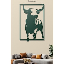 Boğa Metal Duvar Tablosu - Metal Duvar Sanatı - Yosun Yeşili - 50 X 75 Cm Yeşil