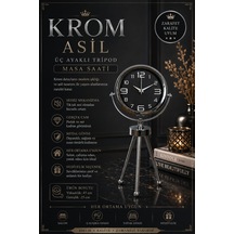 Krom Asil Üç Ayaklı Metal Masa Saati