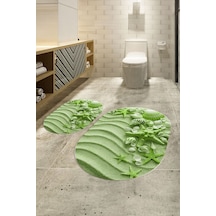 Buççin Online Mağaza 3d Dijital Baskılı Kaymaz Taban Yıkanabilir Oval Banyo Takımı Klozet Takımı, N-o-klozet-48-yeşil, Po Çok Renkli