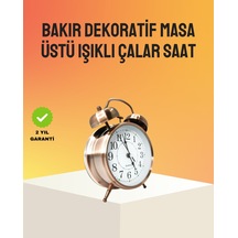 Retro Tarz Bronz Dekoratif Masa Saati Metal Gövde Yüksek Sesli Alarm Renkli