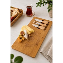 Tr 38 X 19 Cm Bambu Peynir Sunum Tepsisi Peynir Ve Çerez Servis Tahtası, Bıçak Setli Genel