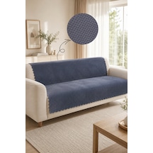 Kaymaz Taban Peluş Koltuk Örtüsü - Wellsoft Koltuk Örtüsü - 170x210 Cm - Bej Antrasit