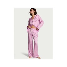 Victoria's Secret Glazed Saten Kalpli Uzun Pijama Takımı Lila