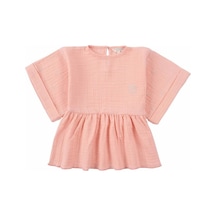 Kimono Kollu Çocuk Bluz Pembe Organik Pamuk