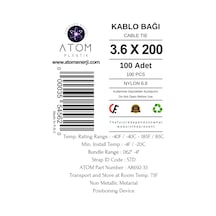 Kablo Bağı 3.6 X 200 Plastik Cırt Kelepçe Kablo Düzenleyici Cable Tie