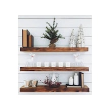 Dekoratif Yüzen Ahşap Raf Tekli 70x15x4 Cm Gizli Monte Demir Aparatı Ile Göndermekteyiz Kahverengi