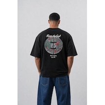 Respire Erkek Craft Nakış Detaylı Oversize T-shirt Siyah