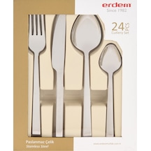 Erdemm Girit 24 Parça Çelik Çatal Kaşık Bıçak Seti - Inox Çok Renkli