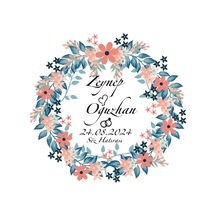 Kesik Köşeli Kare Mühür Kına Nişan Düğün 3x3 Cm Özel Etiket / 50 Adet Sticker Beyaz