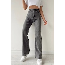 Lavajeans Penelope Antrasit Kar Yıkama Likralı Extra Yüksek Bel Bol Paça Lavajeans Jean Pantolon Antrasit