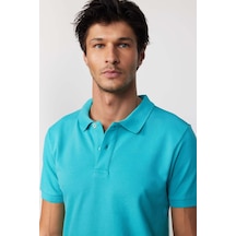 Tudors Erkek Slim Fit Dar Kesim Düz Pike Yeşil Polo Yaka Tişört-30573-Yesıl Yeşil