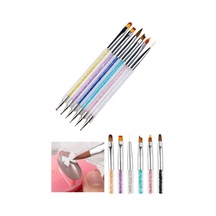 6 Adet Nail Art Fırça Seti, Çift Taraflı Akrilik Ve Nail Art Fırçası Tırnak Süsleme Desen Seti Çok Renkli