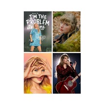Taylor Swift Büyük 1 No Kartpostal 10cm 15cm Desenli 4'lü Kartpostal Seti