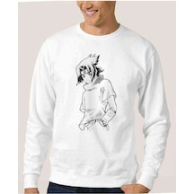 Anime Naruto Baskılı Beyaz Erkek Örme Sweatshirt (528445030)
