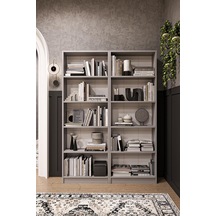 Asra Trend Kül Gri K003 10 Raflı Geniş Kitaplık 112 Cm Modern Kütüphane Dar Alan Uyumlu%100 Mdflam Dekoratif Raf Ünitesi Çok Renkli
