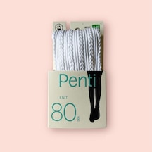 Penti Çocuk Knit Beyaz Desenli Kalın Mus Külotlu Çorap