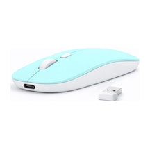 Laptop İçin İnce Kablosuz Mouse Bluetooth Bağlantı Şarjlı Batarya Usb Alıcılı Taşınabilir Tasarım 14963