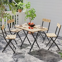 4 Kişilik Bistro Takım Bahçe Masa Sandalye Çam 1427 Kahverengi