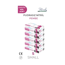 Nitril Pembe Pudrasız Muayene Eldiveni S - 5 Paket 100 Lü