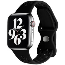 Wozlo iOS Uyumlu Watch 1, 2, 3, 4, 5, 6, 7, 8, Se Nike Serisi Silikon Kordon Kayış M-l 42/44/45mm - Siyah