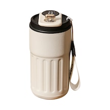 Moveevo Akıllı Sıcaklık Ölçer 316 Çelik Termos Bardak, 6-12 Saat Isı Saklama, 450ml, Ev Ofis Dışarı Kullanım, Portatif - Buhar Beyaz Siyah Siyah