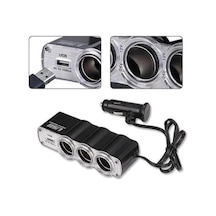 3 Çıkışlı 12/24 Volt Usb Oto Çakmaklık Çoğaltıcı, 60w, Siyah