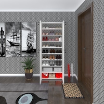 Kenzlife Ayakkabılık Ayakkabı Dolabı Kilitli Gutan Byz 180 70 32 Kapaklı Ofis Dolabı İki Bölme