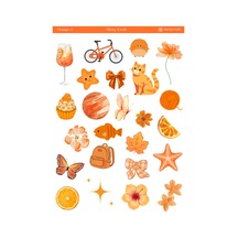 1 Sayfa Turuncu Temalı 12 17 Cm Sticker /scrapbook, Bullet Journal, Planlayıcı, Defter İçin Diğer