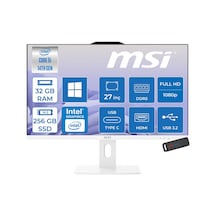MSI PRO AP272P 14M-868XEUP11 i5-14400 32 GB 256 GB SSD 27" W11P AIO Masaüstü Bilgisayar