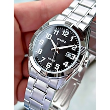 Casio Gümüş Renk Siyah Kadran Bronz İndeks   Çelik Kordon Erkek Kol Saati + Bileklik Hediyeli Nda100