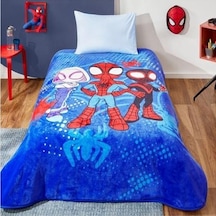 Taç Lisanslı Spidey And Friends Tek Kişilik Battaniye Mavi
