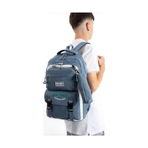 Ventis Unisex Kalemlikli Okul Çantası Lise Ortaokul 2'li Set Sırt Çantası 43 30 Cm Çok Cepli Vnt7-a Mavi