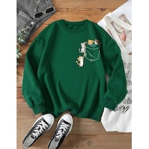 Kozia Outdoors Malkoçbey Oyaka Baskılı Cep Baskılı Sweatşhirt Yeşil Yeşil