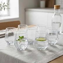 6 Adet Cam Bardak Seti - Sade Ve Modern Tasarımlı, Ekstra Berrak Su, 6'lı Meşrubat Ve Kahve Bardağı Takımı 310 Ml Açık Kırmızı