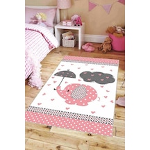 Pembe Kaymaz Tabanlı Filli Bebek Halıları Bebek Halısı Kd19n11