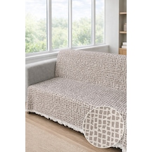 Çakıl Desen Kaymaz Yıkanabilir Pamuklu Koltuk/çekyat Örtüsü 180x220 Ebat Oturma Ve Sırt Vizon