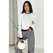 Noa & Noa Uzun Kollu Detaylı Bluz Minimal Şıklık Beyaz