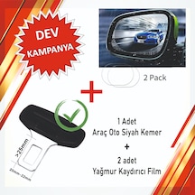 Tüm Araçlar Uygun Kemer Tokası 1 Adet + Araba Ayna Yağmur Koruyucu 1 Adet
